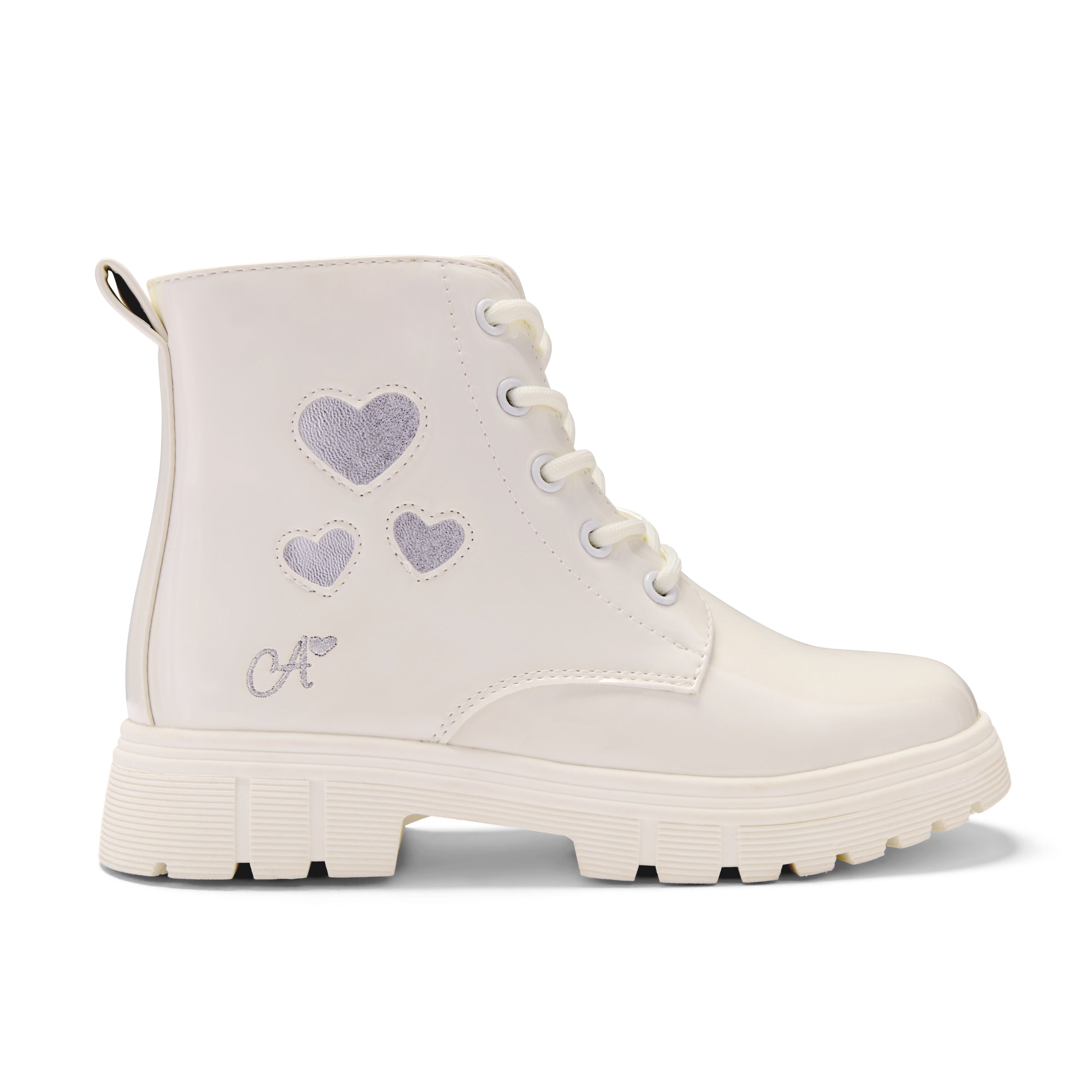 ADee Girls AMORE White Heart Boots
