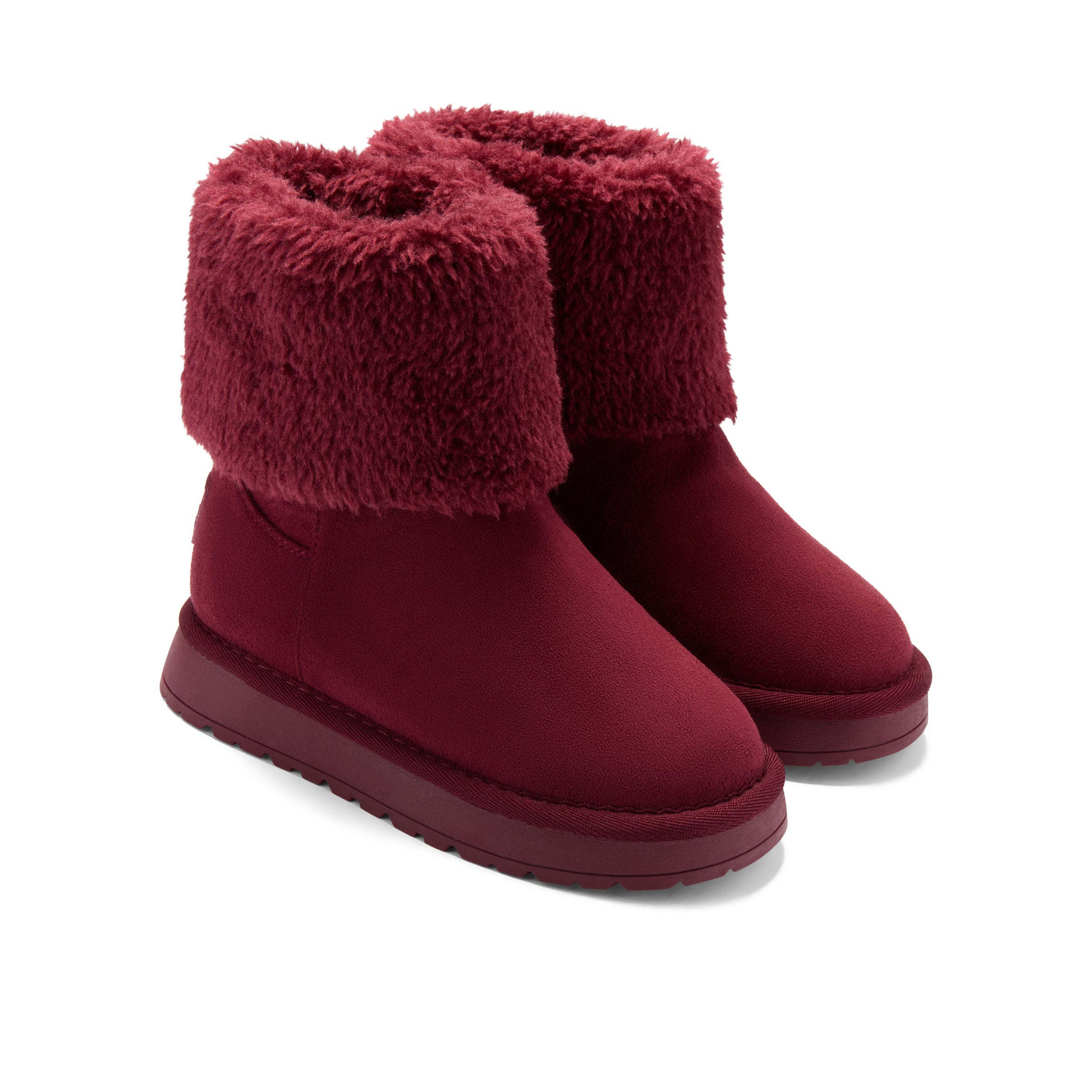 ADee Girls FLUFFIE Red Faux Fur Trim Boots