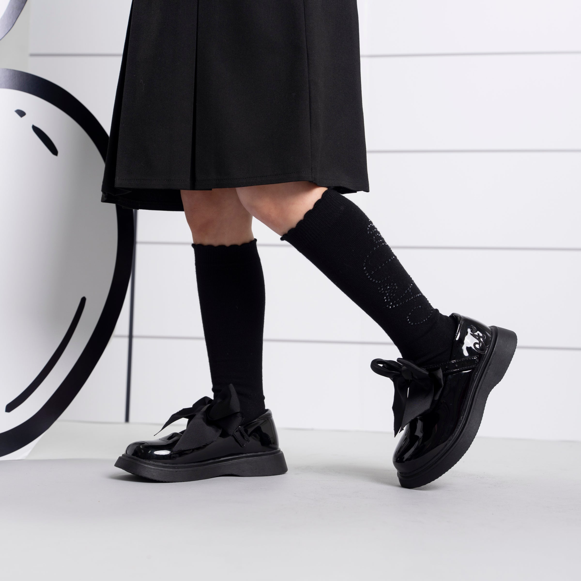 ADee Girls LYRA Black School Shoes