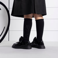 ADee Girls SEREN Black School Knee High Socks