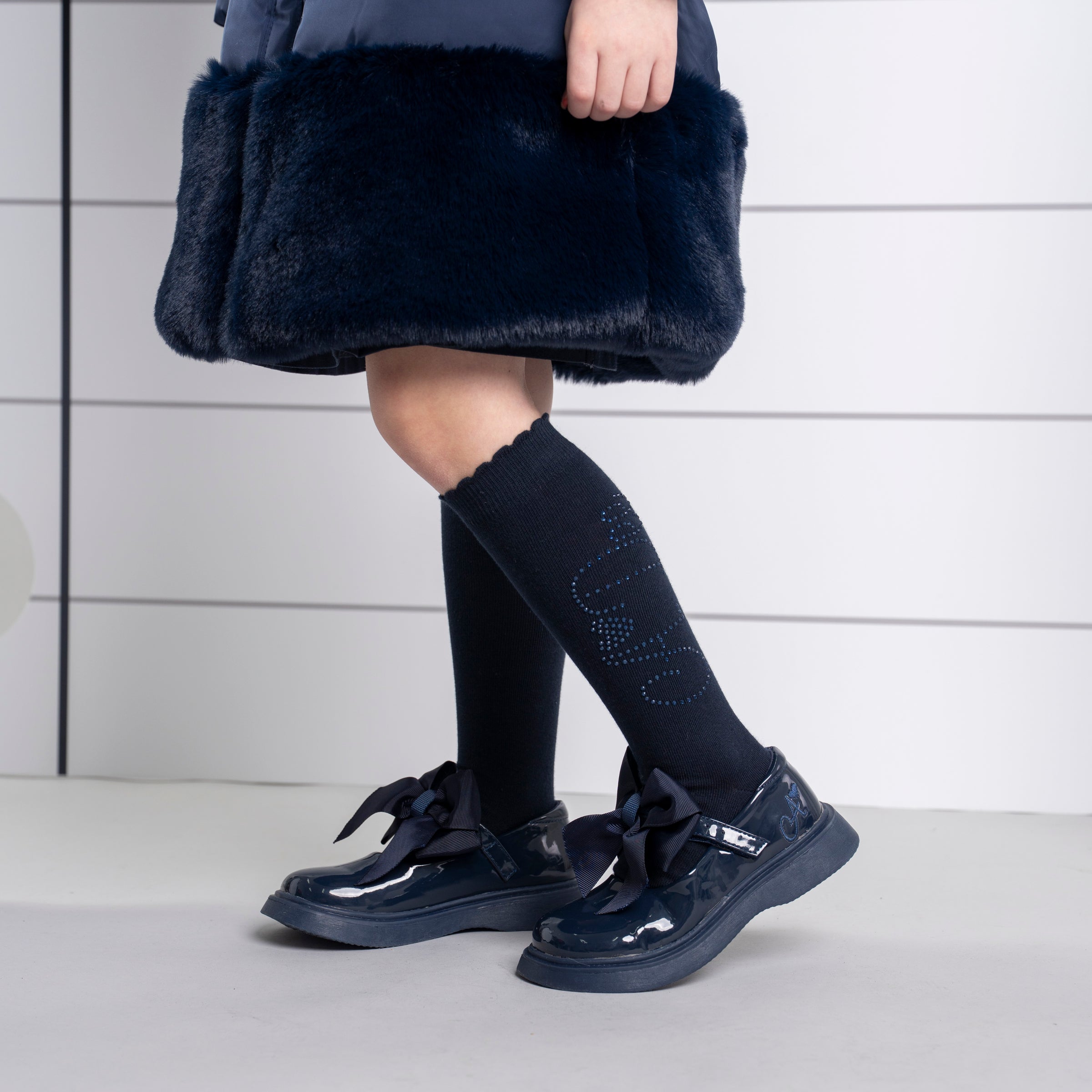 ADee Girls SEREN Navy School Knee High Socks