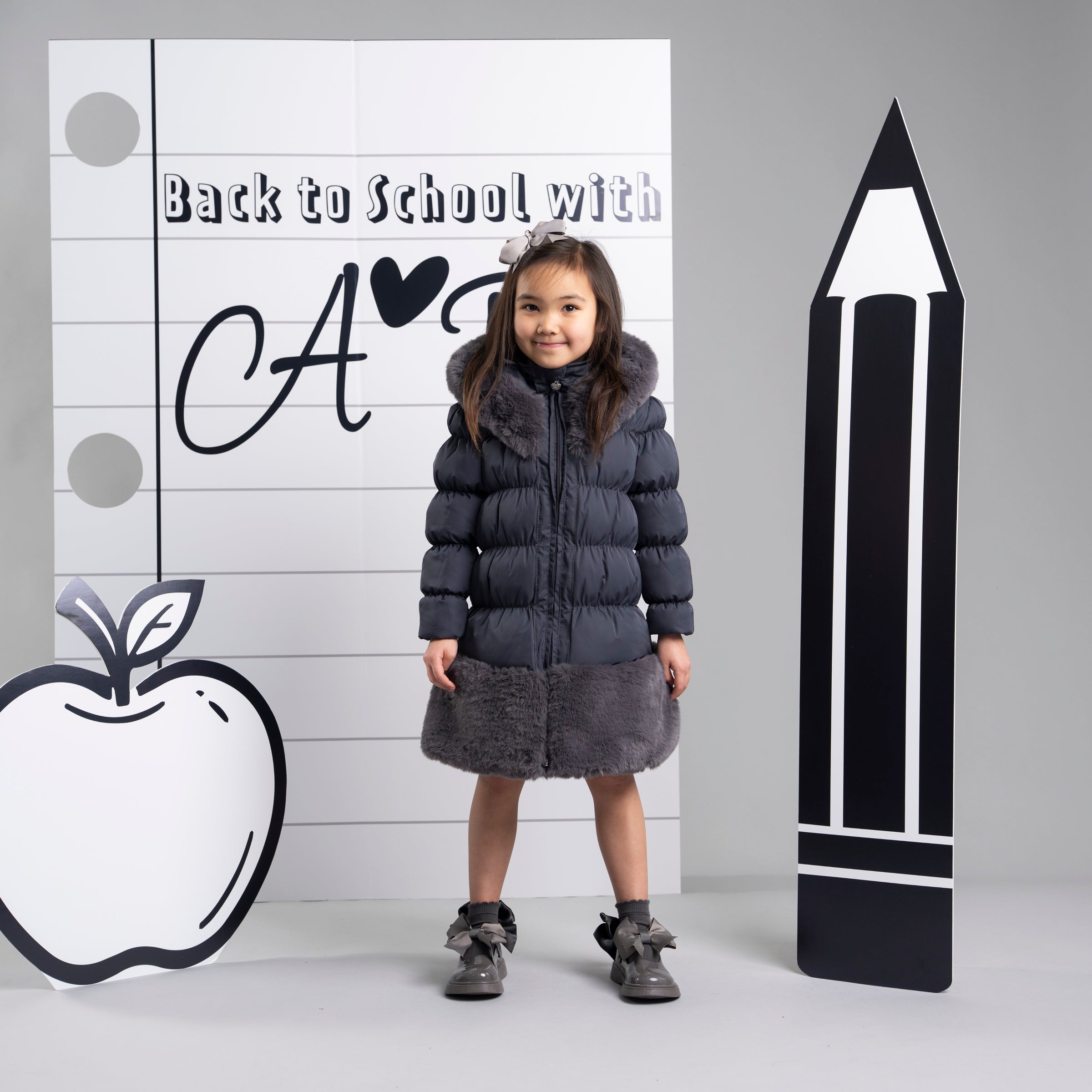 ADee Girls RHEA Grey Long School Jacket