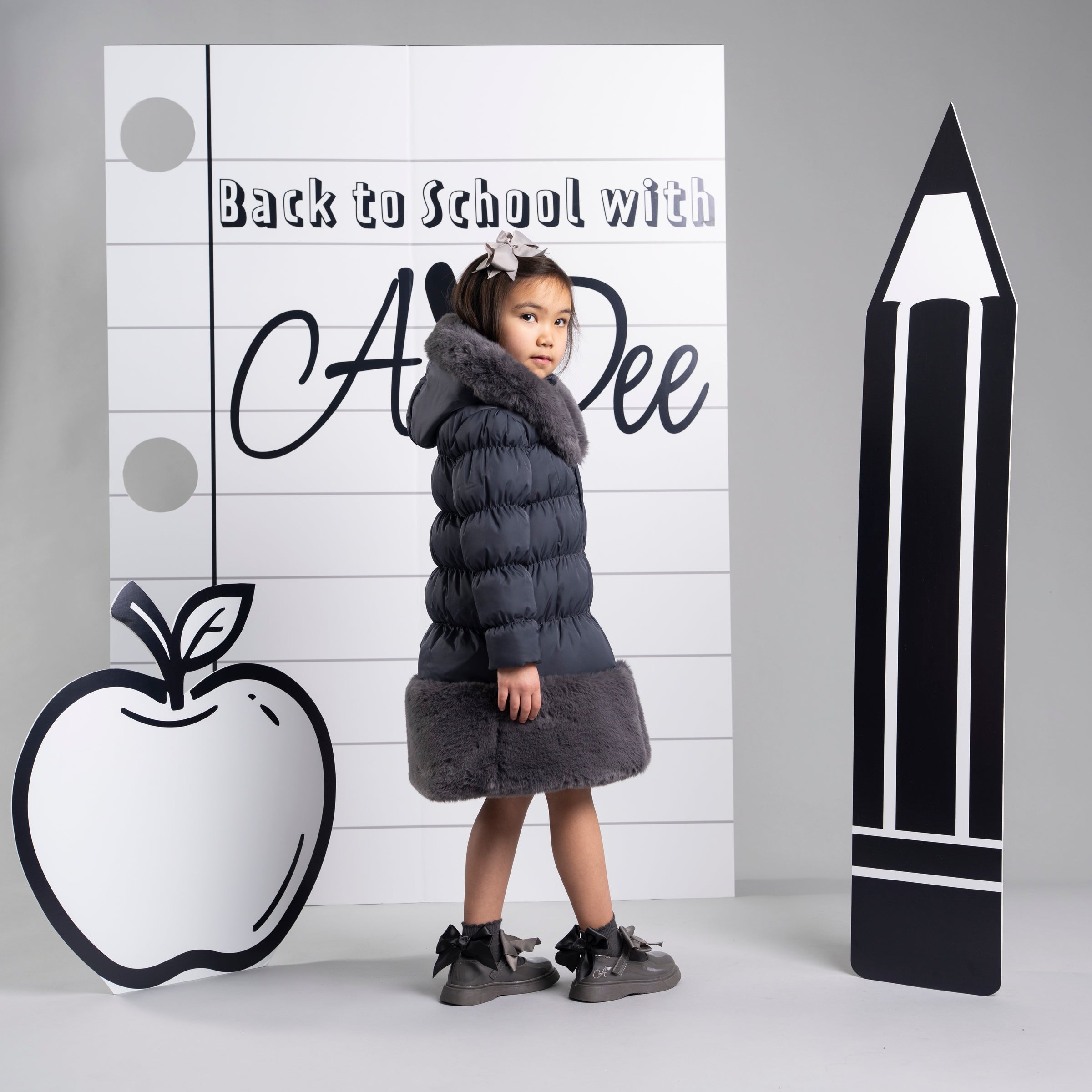 ADee Girls RHEA Grey Long School Jacket