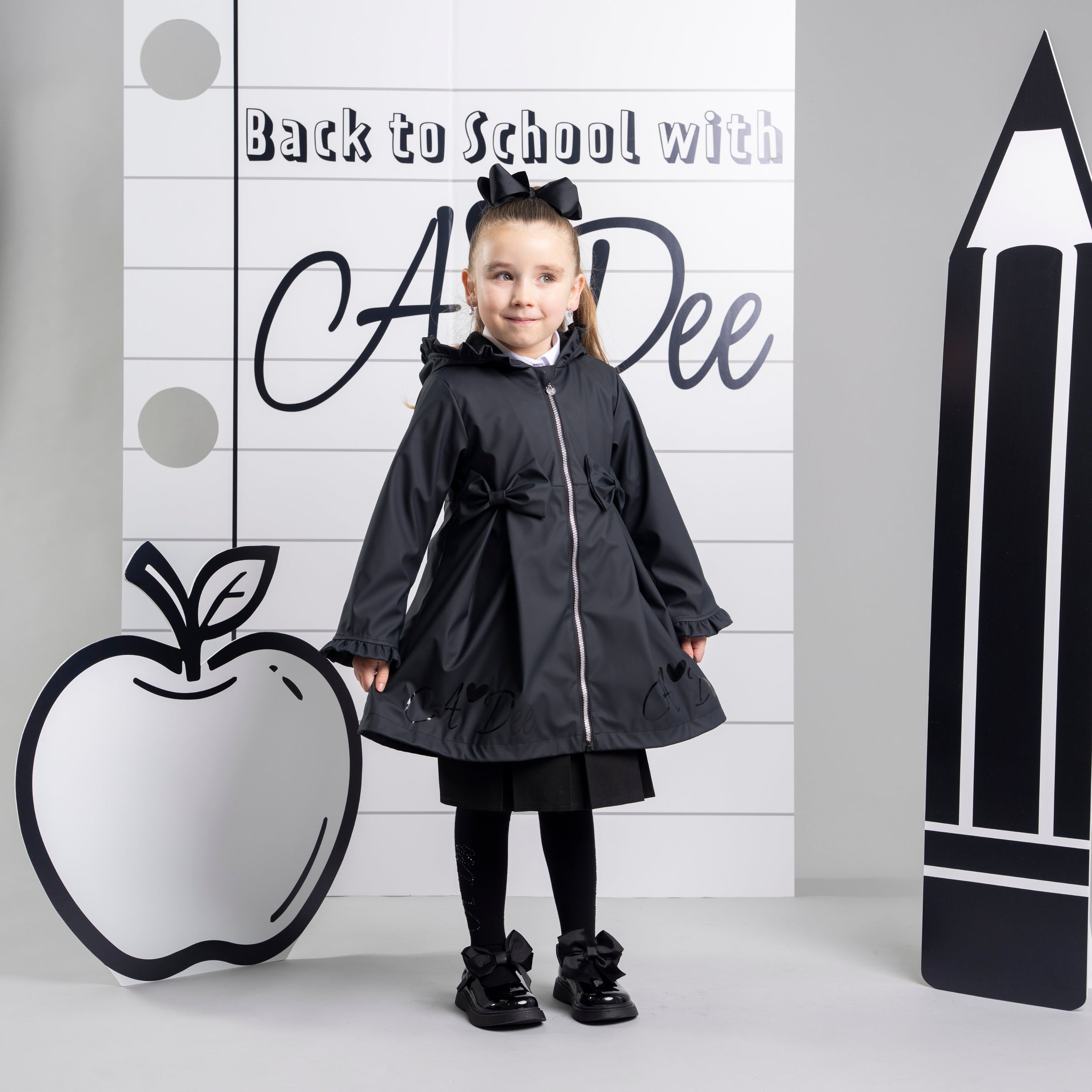 ADee Girls NOVA Black School Raincoat