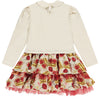 AW23 ADee CLARA Red White & Gold Crown Print Bow Frill Dress