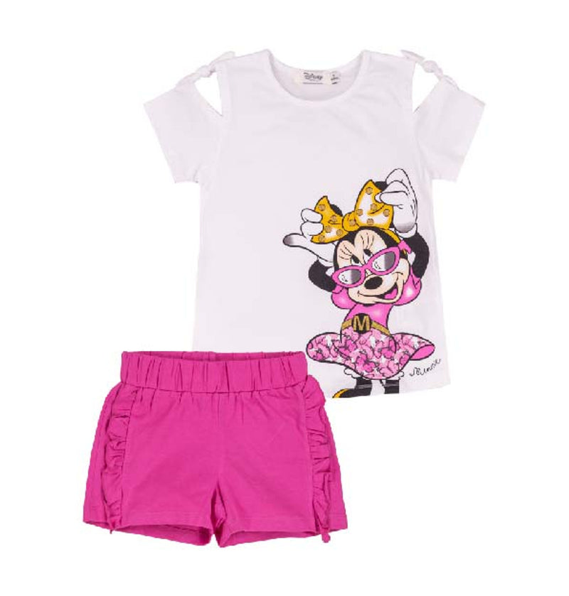 SS25 EMC Disney Pink & White Minnie Mouse Cut Out Frill Shorts Set