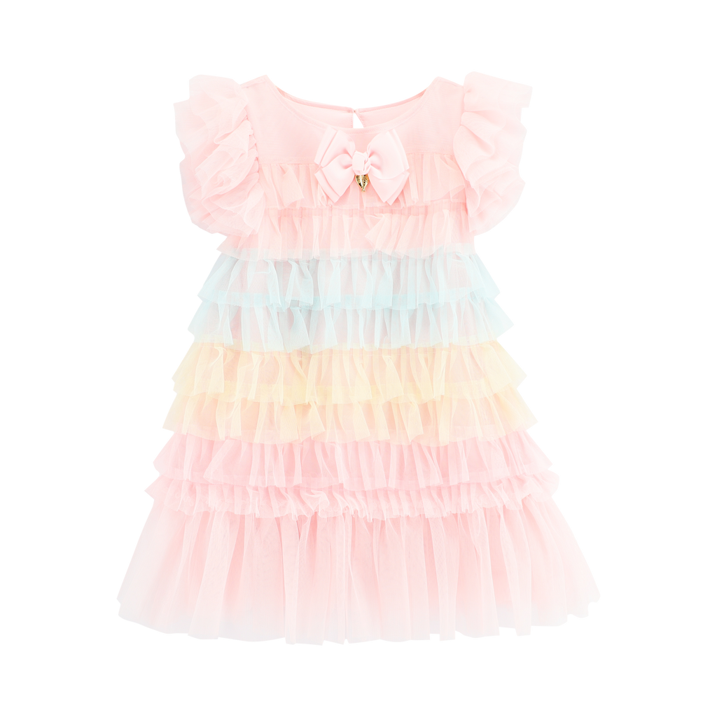 SS24 Angel's Face WATERFALL Pink Multicoloured Ruffle Bow Dress
