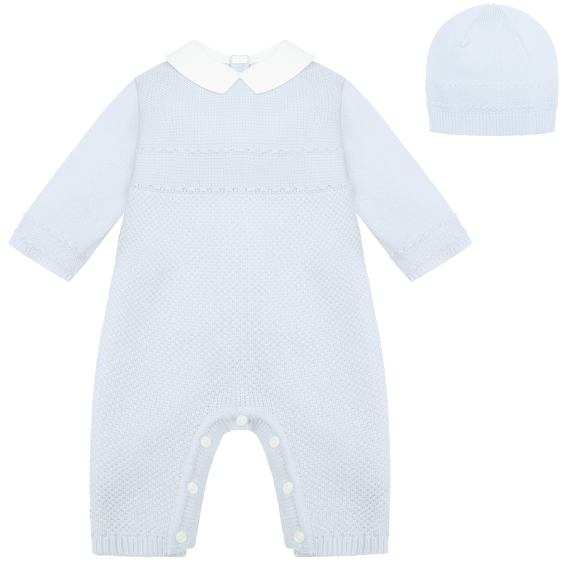 AW25 Emile Et Rose KALEB Blue & White Knitted All In One With Hat