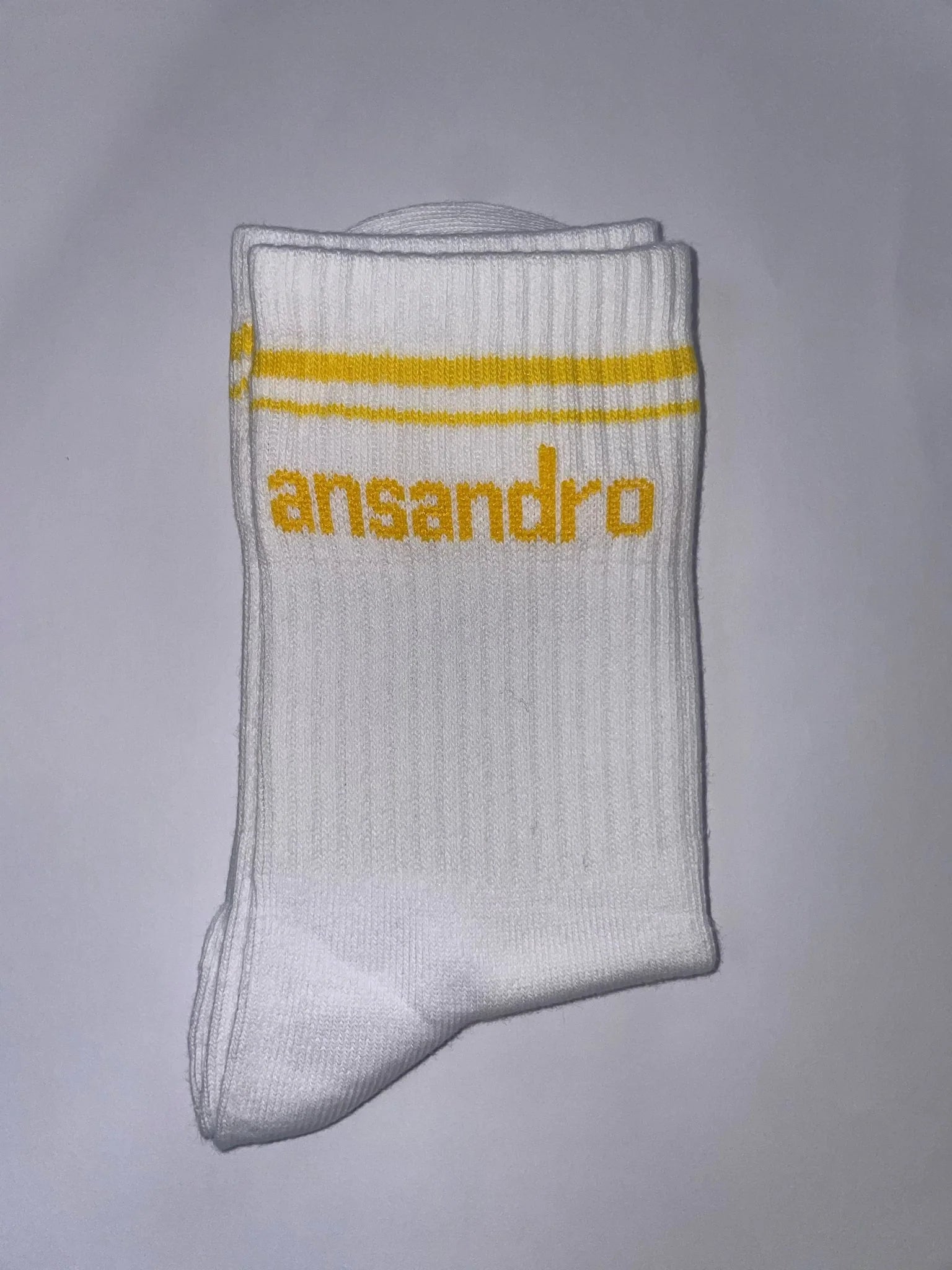 SS25 Ansandro White & Yellow Logo Socks