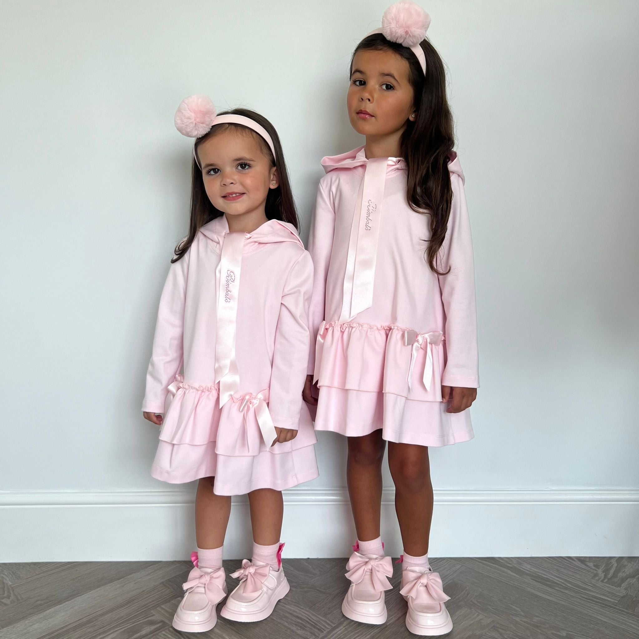 Bimbalo Pink Logo Bow Frill Hoody Dress