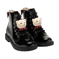 Lelli Kelly Girls ORSETTO Black Patent Leather Teddy Bear Boots