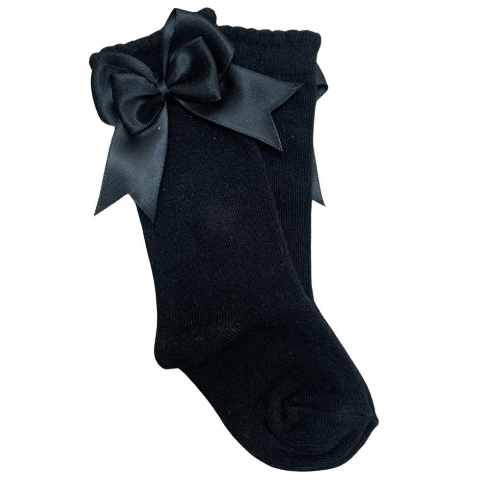 Tambino Black Knee High Bow Socks