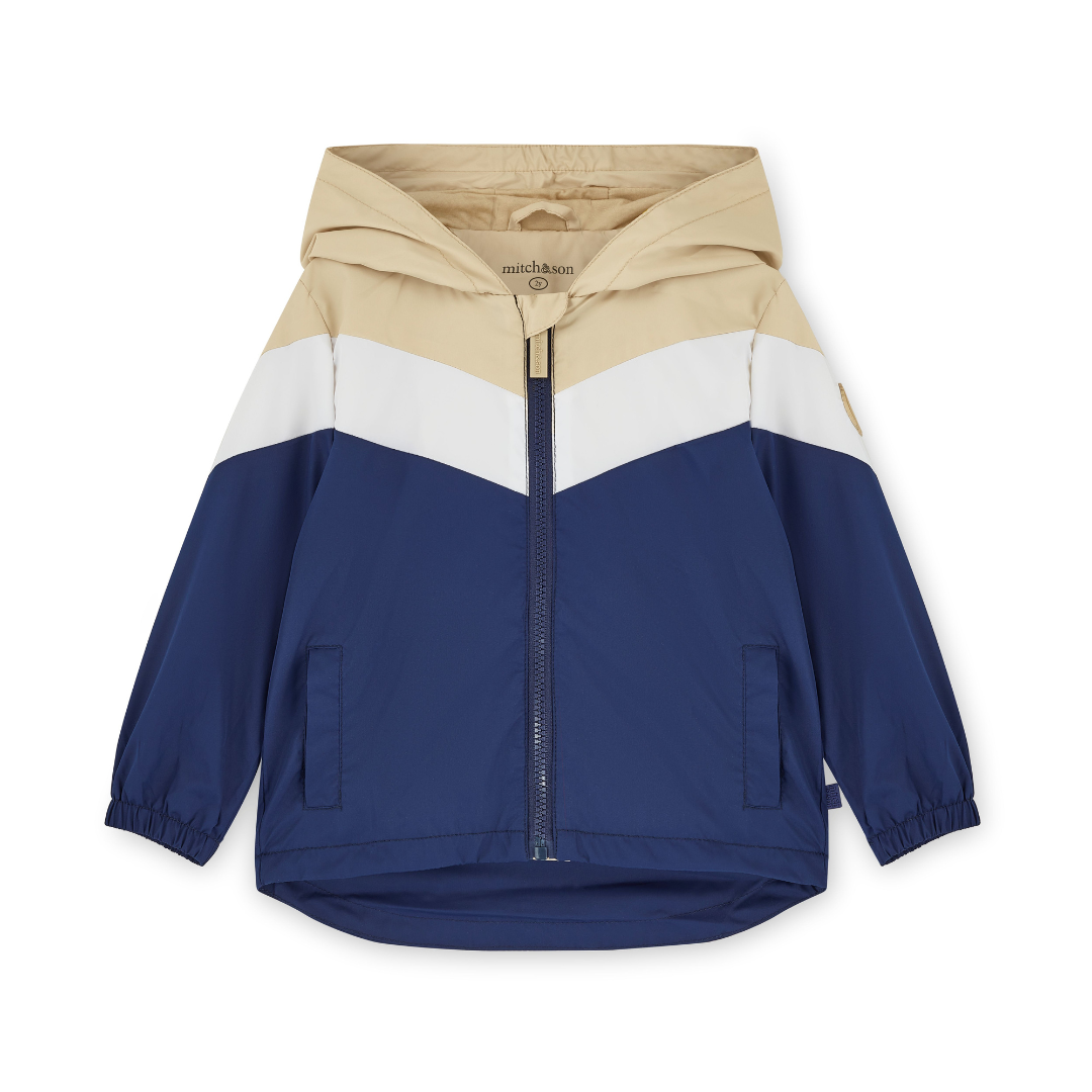 PREORDER SS26 Mitch & Son PETER Beige Navy & White Colour Block Hooded Jacket