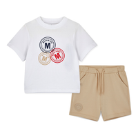 PREORDER SS26 Mitch & Son PRESTON White & Beige Multicoloured Logo Shorts Set