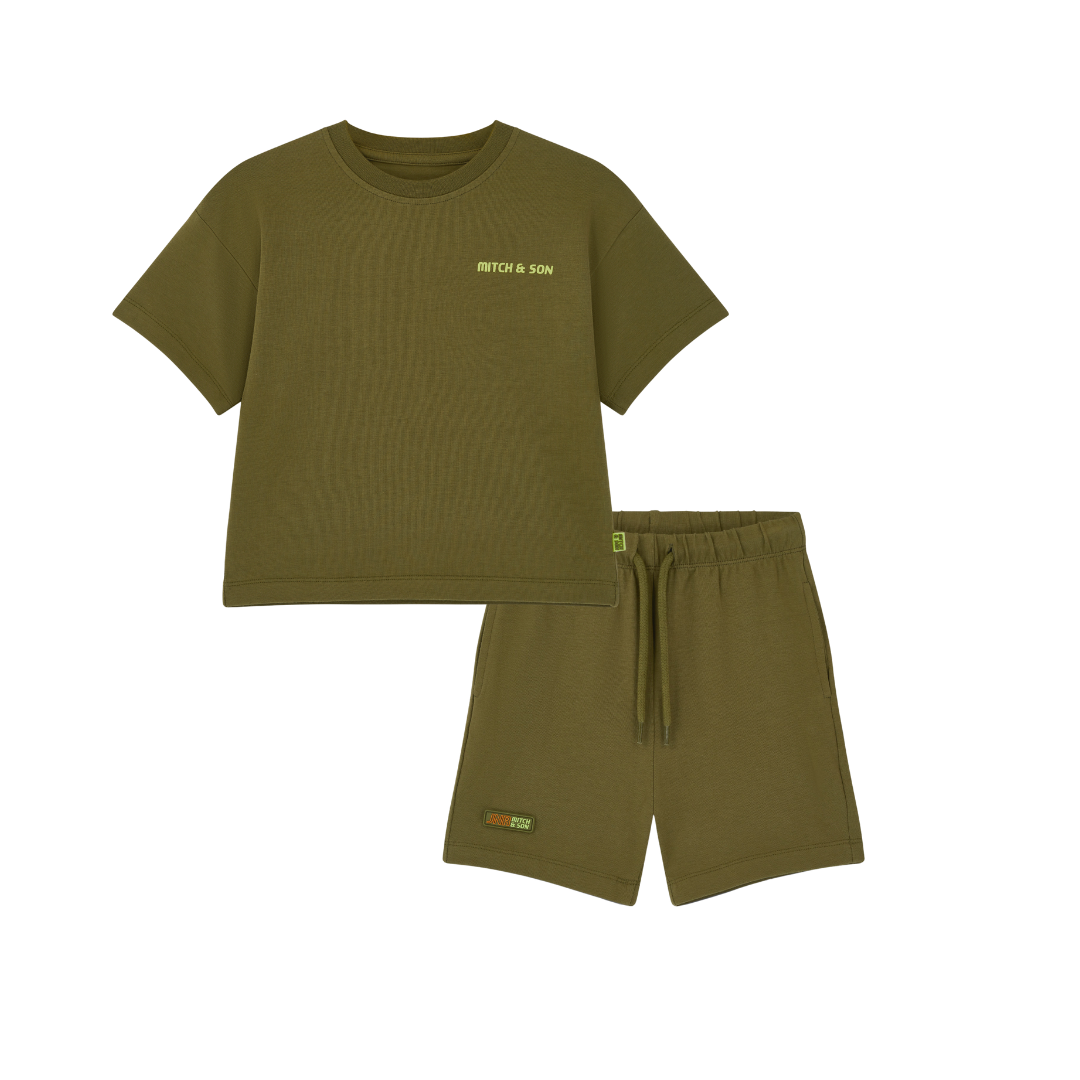 PREORDER SS26 Mitch & Son JNR RYDER & RILEY Green Logo Shorts Set