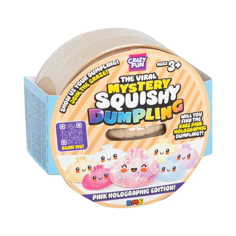 RMS Unisex Crazy Fun Pink Holographic Dumpling Squishy Mystery Toy