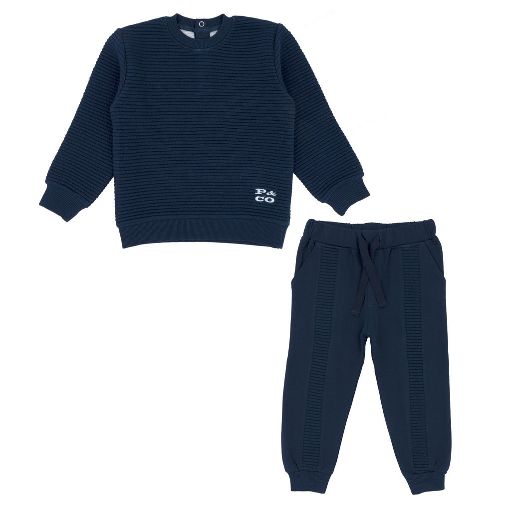 AW23 Pastels & Co LIAM Navy Blue Logo Ribbed Tracksuit