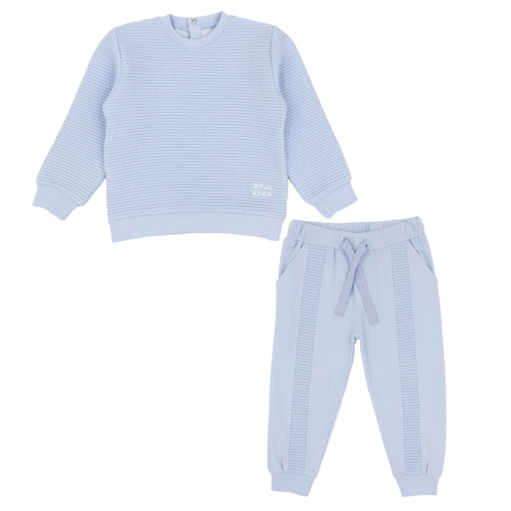AW23 Pastels & Co LIAM Blue & White Logo Ribbed Tracksuit