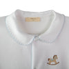 Baby Gi White & Blue Velour Rocking Horse Babygrow