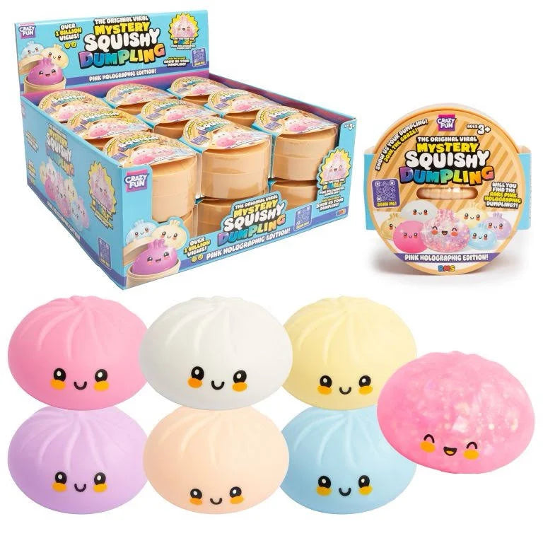 RMS Unisex Crazy Fun Pink Holographic Dumpling Squishy Mystery Toy