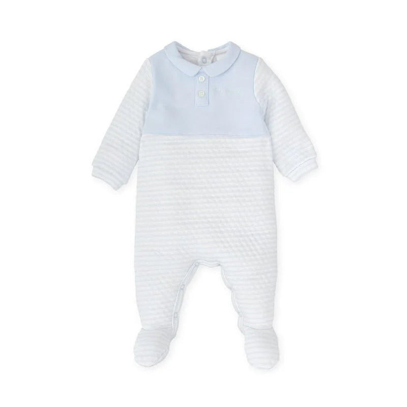 PREORDER AW25 Tutto Piccolo Blue Panel Button Babygrow