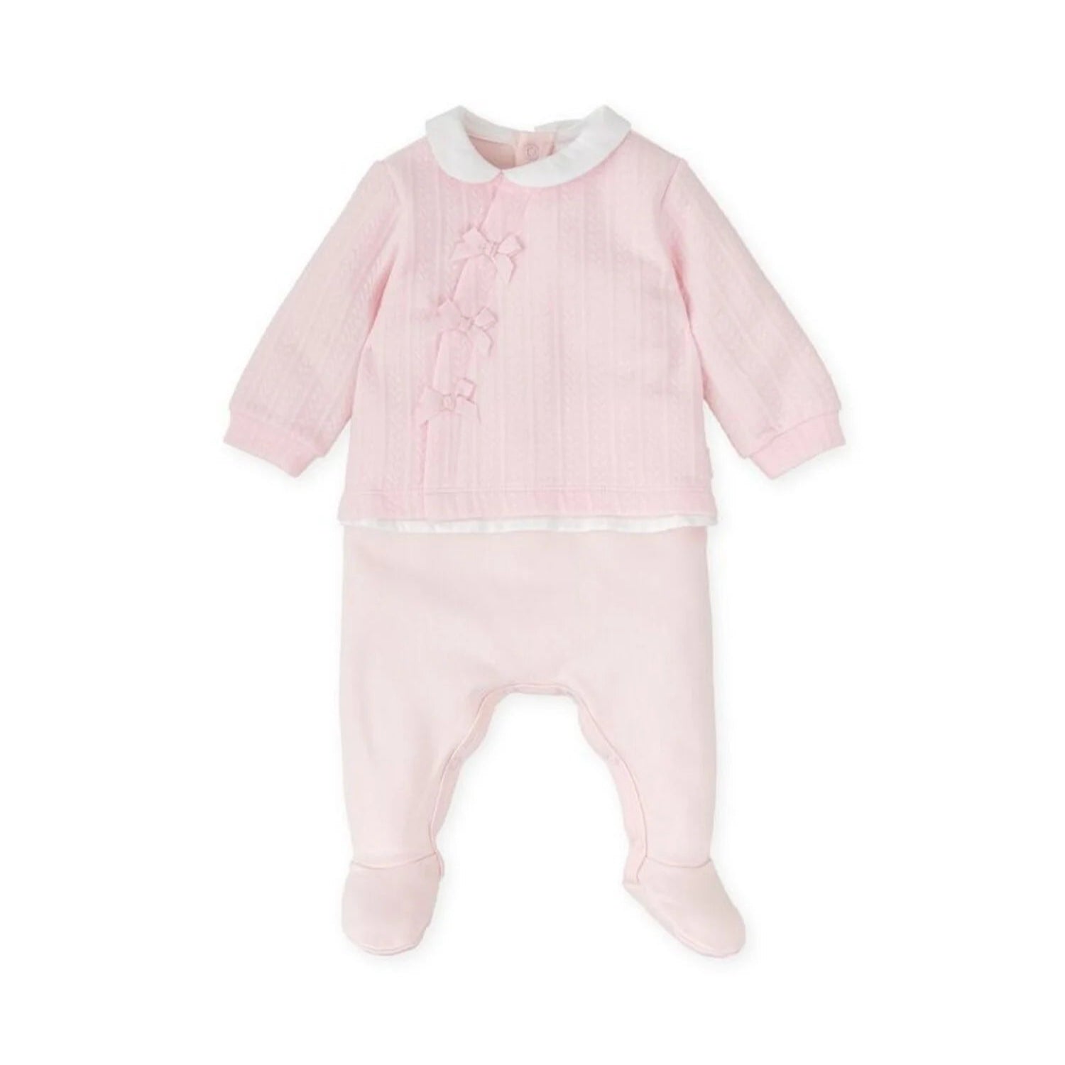 PREORDER AW25 Tutto Piccolo Pink & White Collar & Bows Babygrow