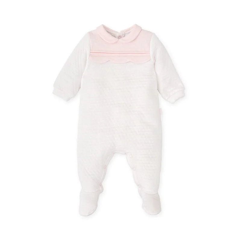 AW25 Tutto Piccolo Pink Scallop Panel Button Babygrow