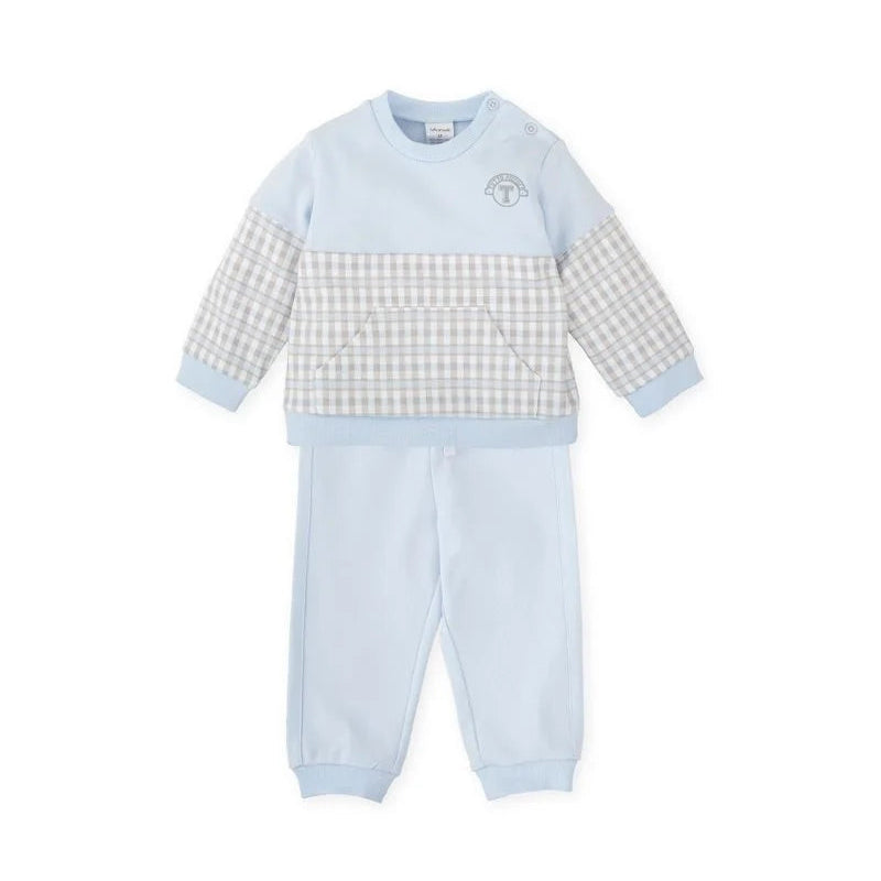 AW25 Tutto Piccolo Blue & Grey Checked Logo Badge Tracksuit