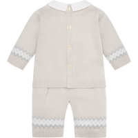 AW25 Emile Et Rose KIPLING Stone & White Knitted Teddy Bear Trousers Set With Hat