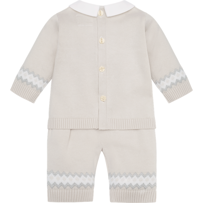 AW25 Emile Et Rose KIPLING Stone & White Knitted Teddy Bear Trousers Set With Hat
