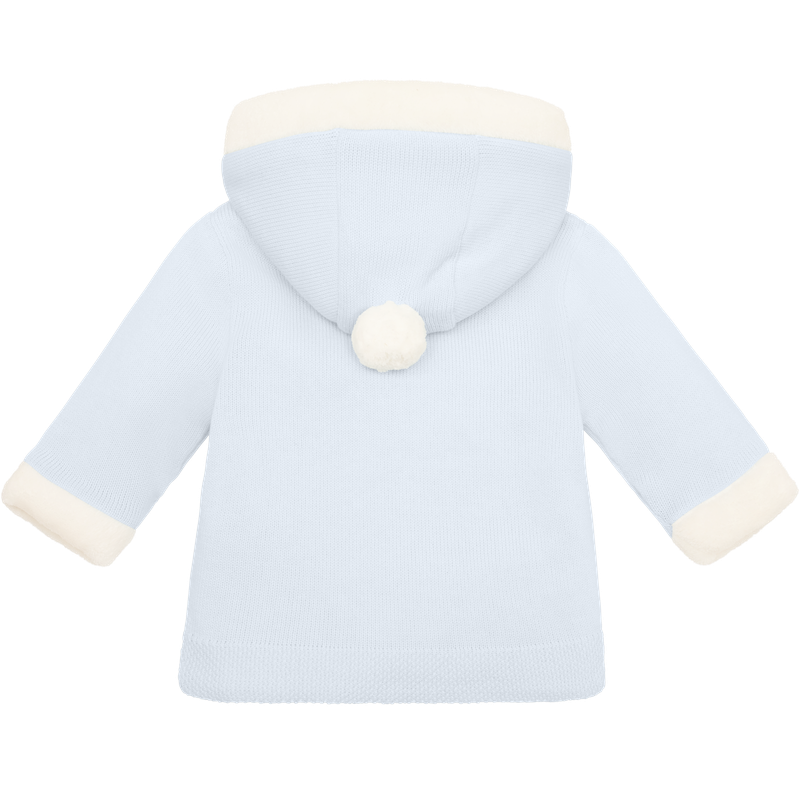 AW25 Emile Et Rose KAI Blue Knitted Pom Pom Hood Jacket