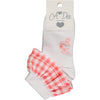 SS23 ADee YUMI Bright White & Coral Checked Ankle Socks