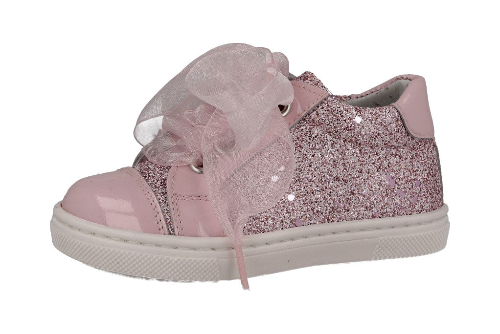 AW22 Andanines Pink Glitter Ribbon Trainers