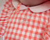 SS23 Little A HELGA Bright Coral & White Checked Bow Romper