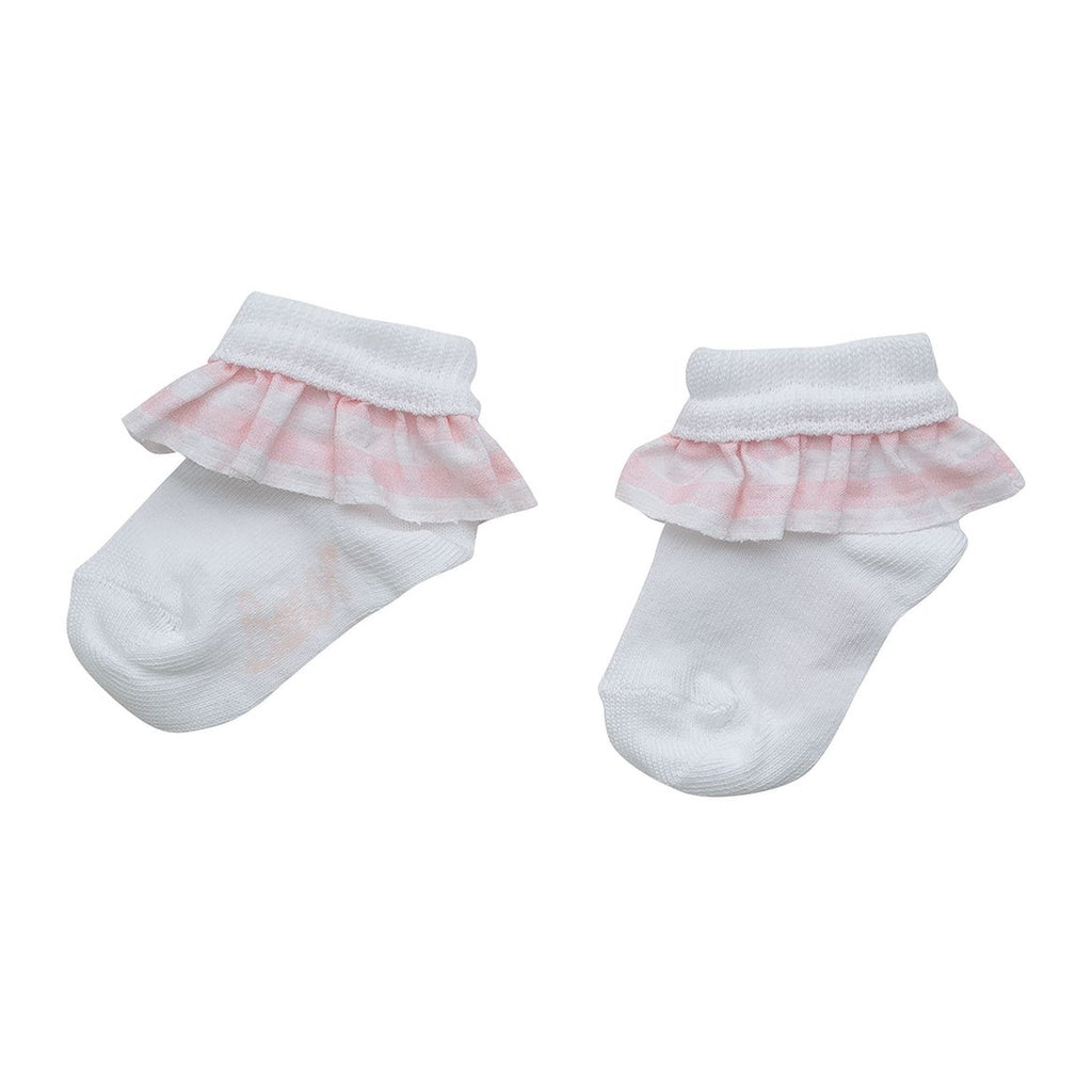 SS23 Little A GRACELYNN Pale Pink & White Frill Ankle Socks