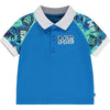 SS23 Mitch & Son KEANU Bright Blue Green & White Lion Logo Leaf Patterned Polo & Shorts Set
