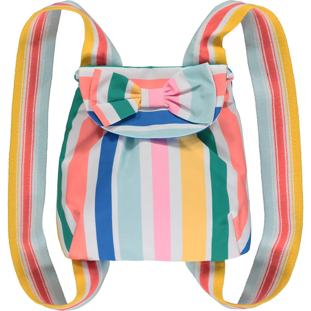 SS23 ADee ULONA Bright White Multicoloured Stripe Bow Rucksack / Backpack
