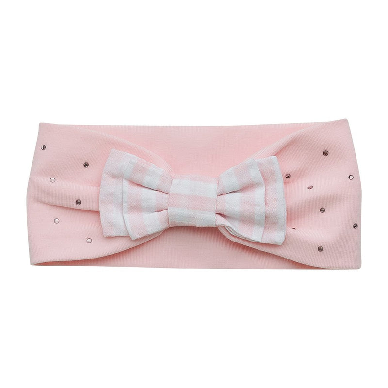 SS23 Little A GENESIS Pale Pink & White Checked Bow Headband