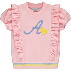 SS23 ADee VERA Pale Pink Yellow Blue & White Logo Sweatshirt & Shorts Set