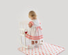 SS23 Little A HEATHER Bright White & Coral Checked Frill Dress & Knickers Set