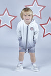 SS23 Mitch & Son LOGAN Grey White & Red Star Logo Ombre Hooded Jacket / Coat