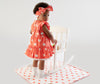 SS23 Little A HEALY Bright Coral & White Polka Dot Bow Frill Dress & Knickers Set
