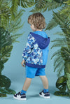 SS23 Mitch & Son KAYDEN Bright Blue Green & White Lion Leaf Patterned Hooded Raincoat / Jacket
