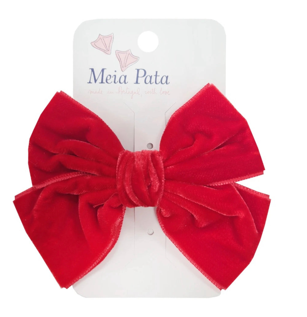 Meia Pata RED Velvet Hair Clip Bow