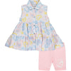 SS23 ADee VALENTINE Bright White Pink Yellow & Blue Hearts Tiered Cycling Shorts Set