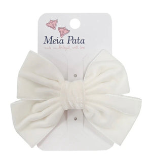 Meia Pata WHITE Velvet Hair Clip Bow