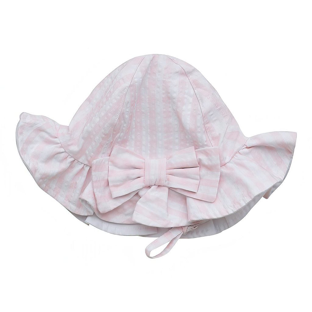 SS23 Little A GAEL Pale Pink & White Checked Bow Sunhat