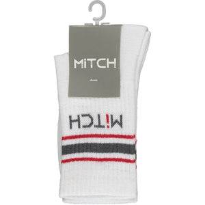 SS23 MiTCH GIRONA Bright White Grey & Red Striped Sports Socks
