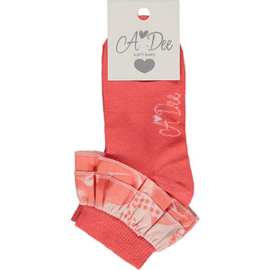 SS23 ADee YUMI Bright Coral Rose Print Ankle Socks