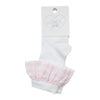 SS23 Little A GEORGIE Pale Pink & White Striped Frill Knee High Socks